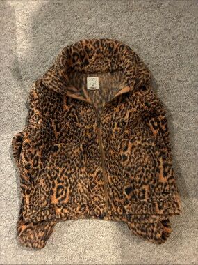 Billabong Leopard Sherpa Zip Jacket - Brown & Black